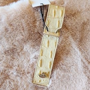 Brahmin Schooner Luggage Tag Melbourne Leather Cream w/ Gold tipping